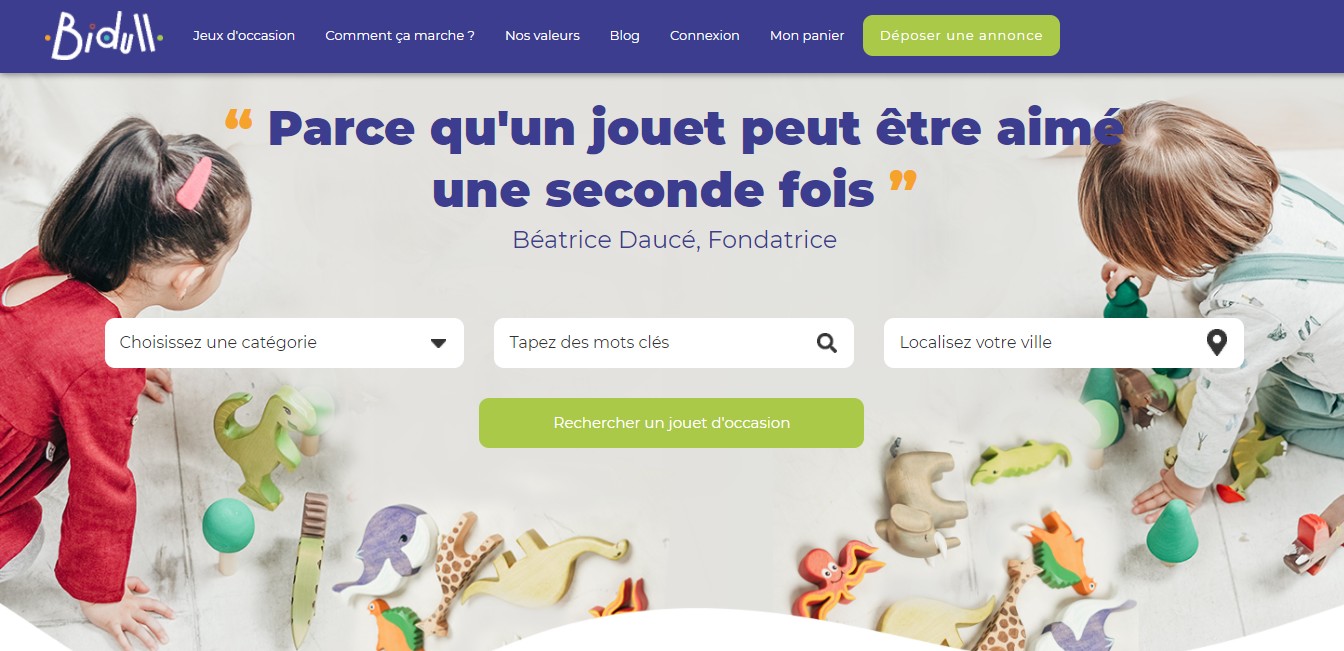 Bidull est une plateforme d’achat et de vente de jouets d’occasion entre particuliers en France. ©DR