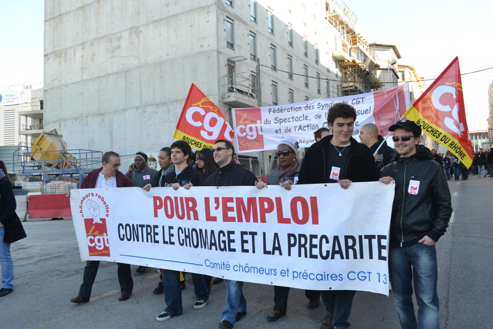 Manifestation pour le maintien du statut des intermittents du spectacle, à Marseille le 27 février 2014. ©MD